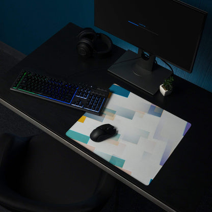 Large colorful abstract geometric gaming mouse pad with non-slip base