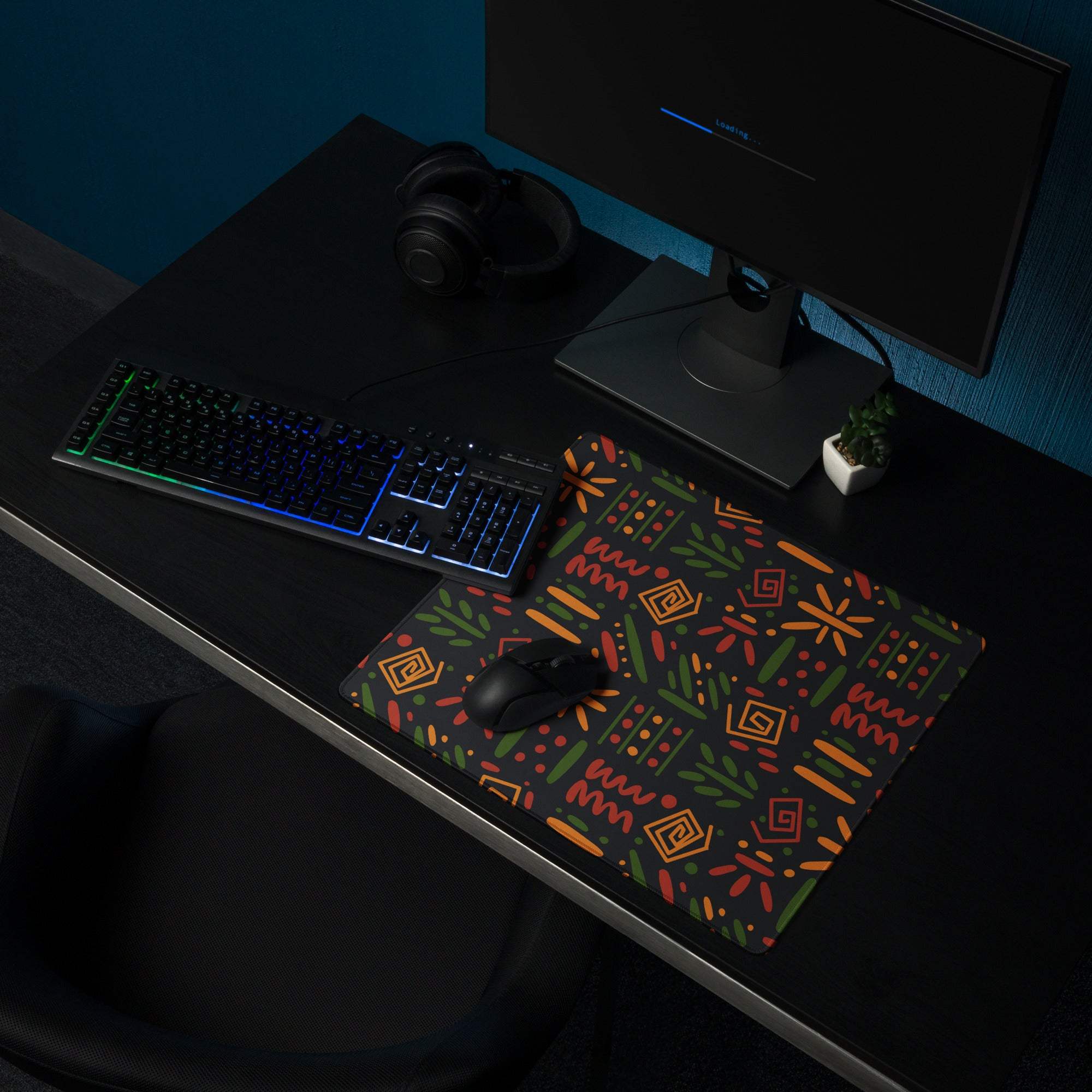 Dark backdrop large patterned orange green gaming mouse pad Dota CSGO
