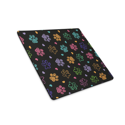 Large colorful paw print gaming mouse pad with non-slip base
