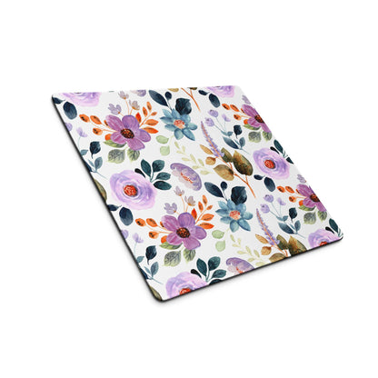 Large floral watercolor gaming mouse pad with non-slip base