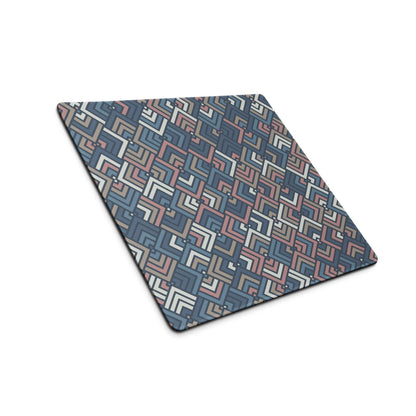 Geometric navy pink beige gaming mouse pad large non-slip stitched base
