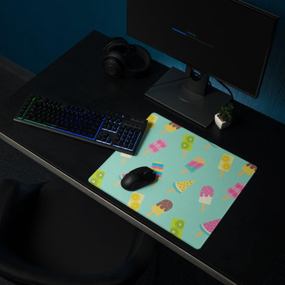 Playful mint green ice cream pattern large gaming mouse pad