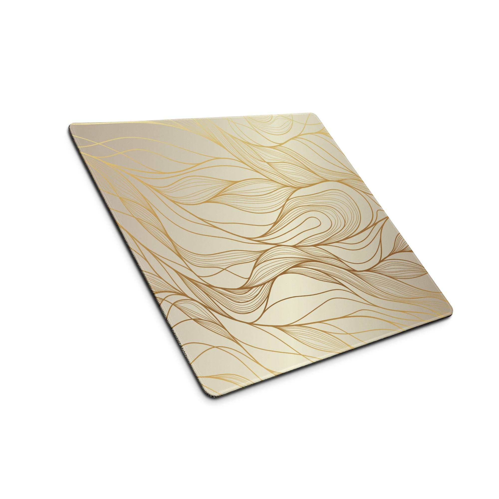 Luxury gold abstract lines gaming mouse pad with glossy cream surface