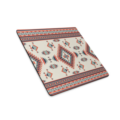 Aztec tribal geometric cream red teal gaming mouse pad with non-slip backing