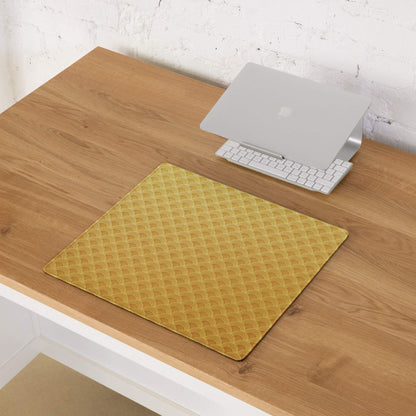 Yellow Elegant Gold Scallop Wave Gaming Mouse Pad with Non-Slip Base
