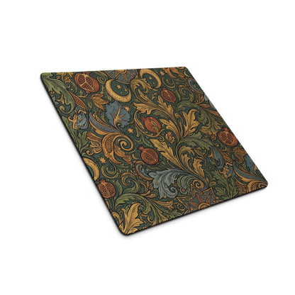 Ornate vintage pomegranate floral gaming mouse pad, large non-slip base