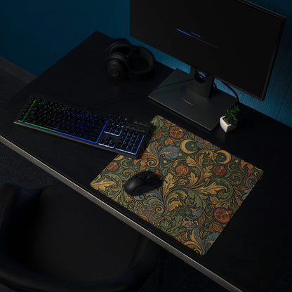 Ornate vintage floral gaming mouse pad with large non-slip base