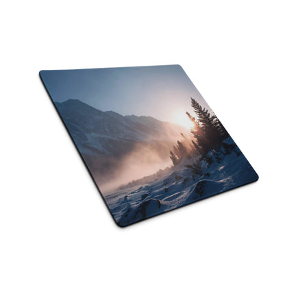 Premium serene glacier sunrise winter mountain gaming mouse pad