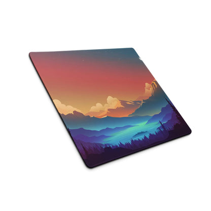 Large Sunset Mountain Landscape Gaming Mouse Pad with Non-Slip Backing