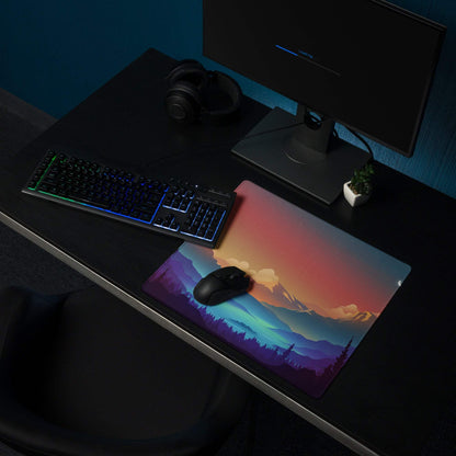 Large Sunset Mountain Landscape Gaming Mouse Pad with Non-Slip Backing