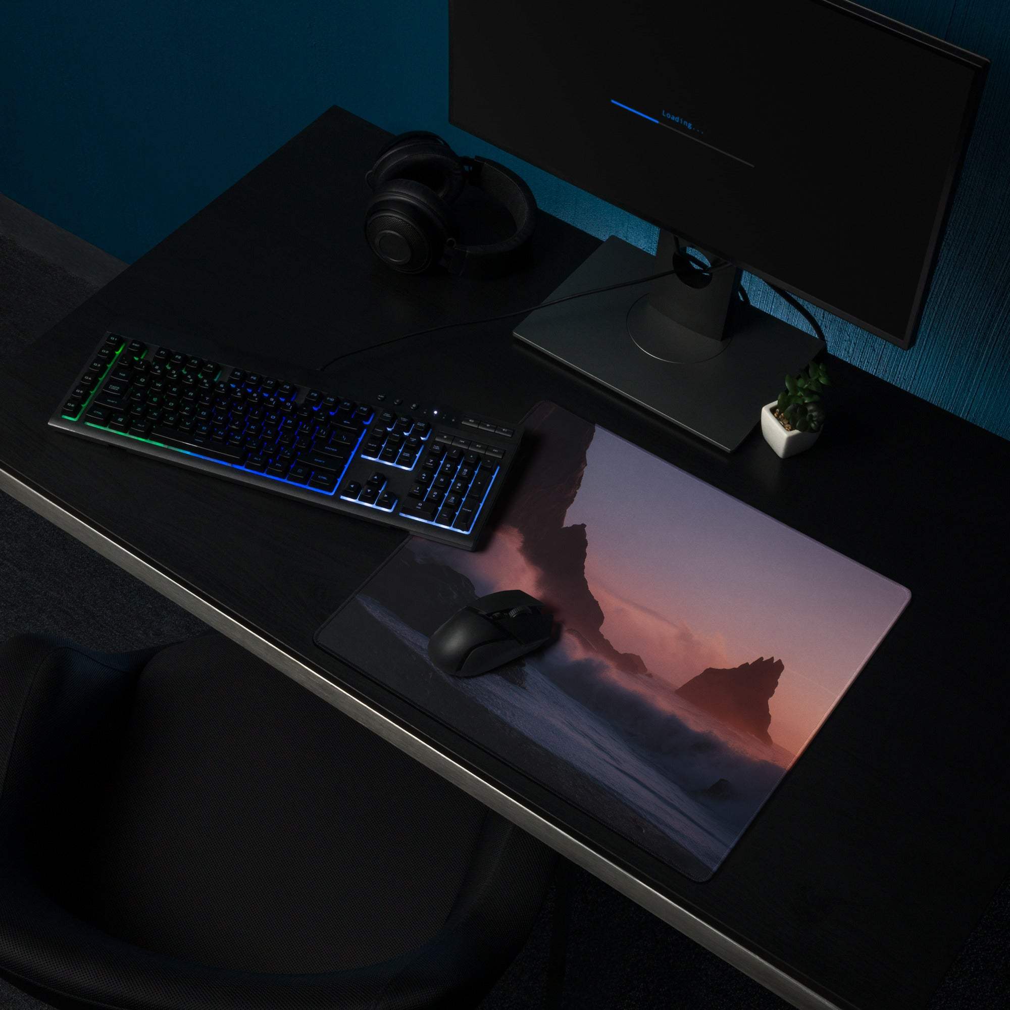Sunset Ocean large pro gaming mouse pad with vivid sunset landscape