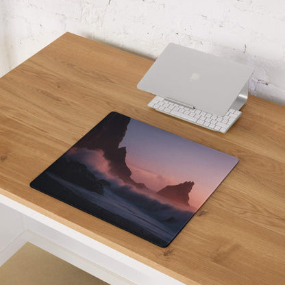 Sunset ocean large pro gaming mouse pad with vivid cliffs sunset on matte surface
