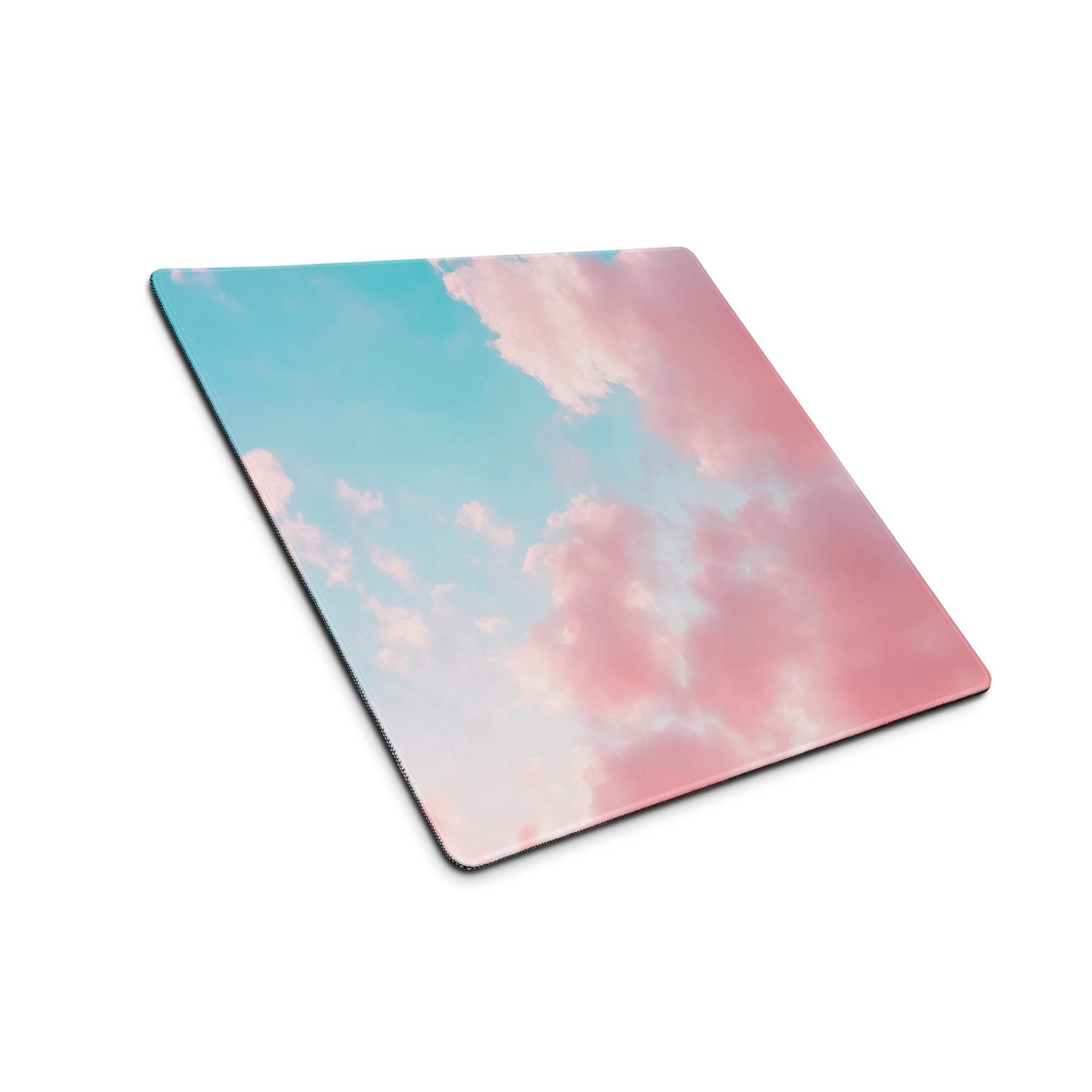 Premium large pastel sky gaming mouse pad with pink blue clouds non-slip base