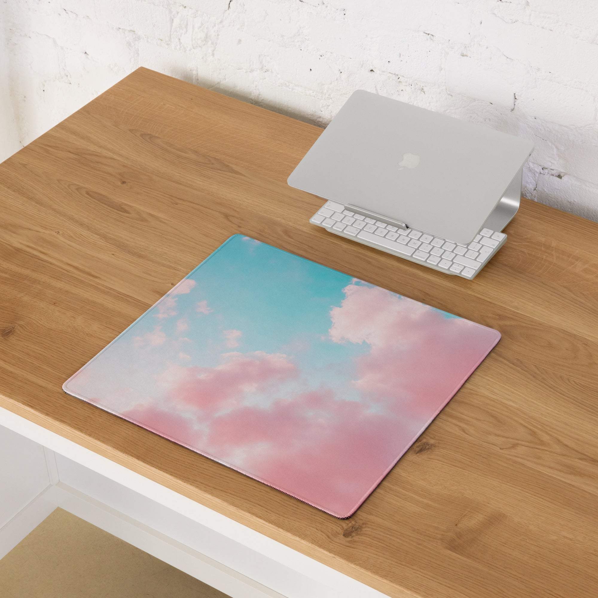 Premium large pastel pink blue sky clouds gaming mouse pad