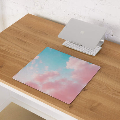 Premium large pastel pink blue sky clouds gaming mouse pad