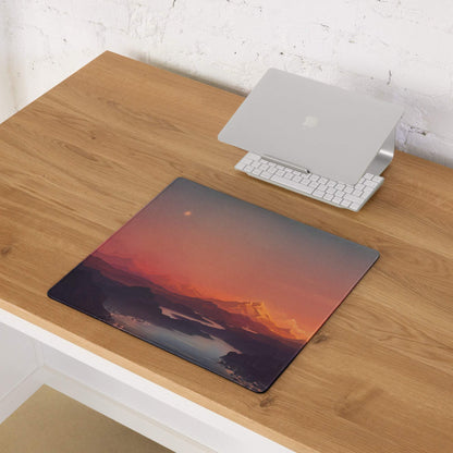 Large artistic sunset mountain gaming mouse pad with non-slip bottom