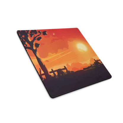 Square stylized sunset mousepad with non-slip edges for gaming