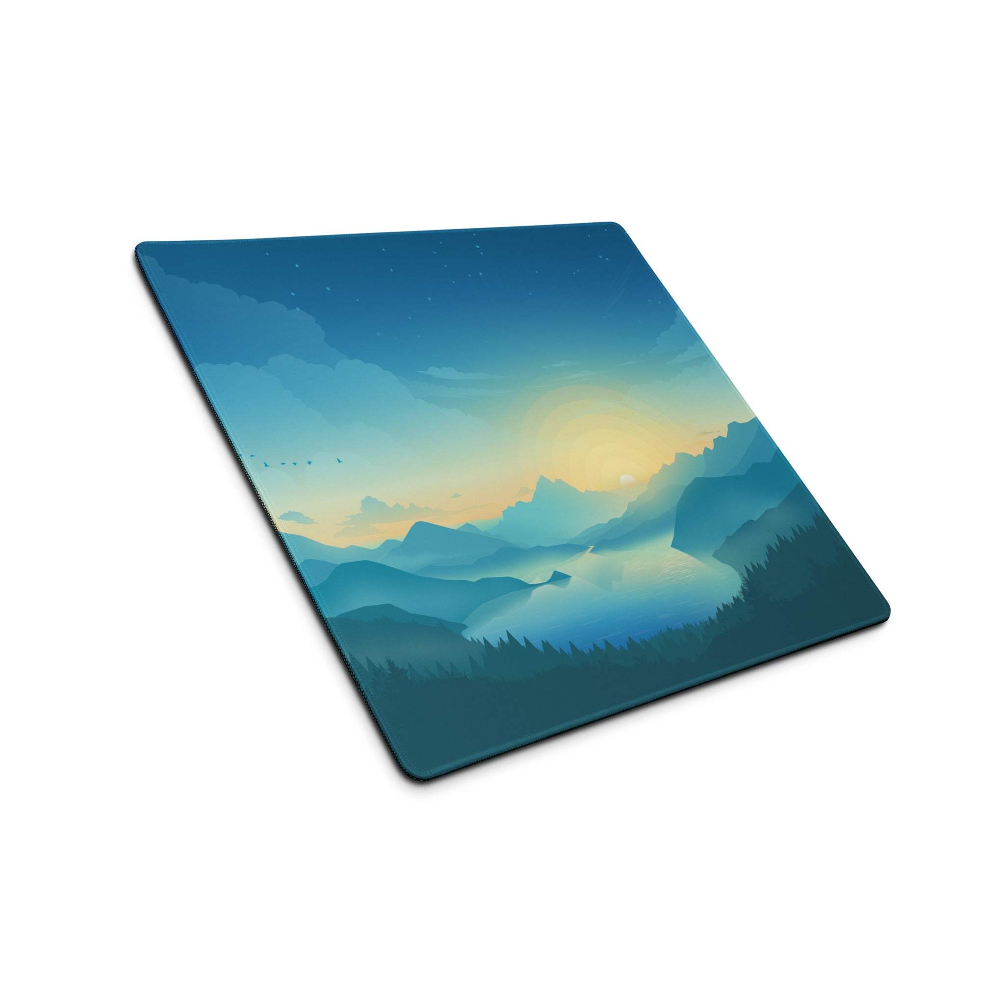Dreamy Mountain Sunrise blue gradient landscape gaming mouse pad