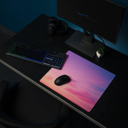 Dreamy Gradient large gaming mouse pad with sunset hues, non-slip backing