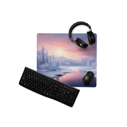 Winter Landscape Snowy Forest Sunset Gaming Mouse Pad with Non-Slip Base