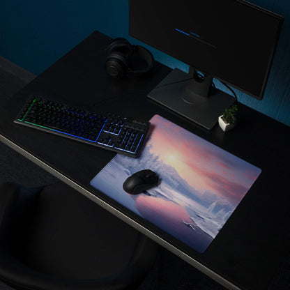 Winter Landscape Style Snowy Forest Sunset Gaming Mouse Pad