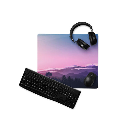 Pastel pink purple sunset mountain large gaming mouse pad