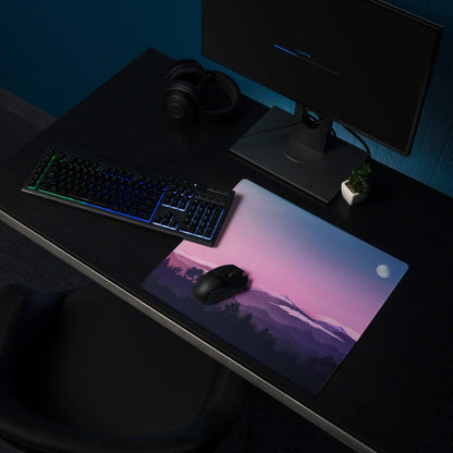 Pastel pink purple sunset mountain large gaming mouse pad
