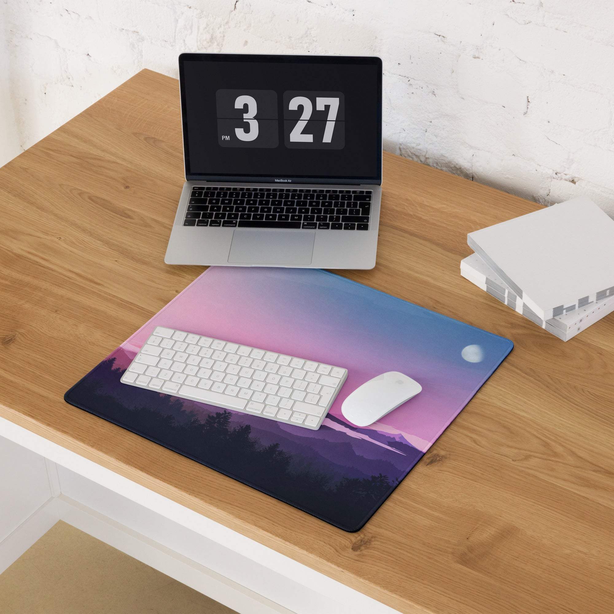 Pastel pink purple sunset mountain large gaming mouse pad