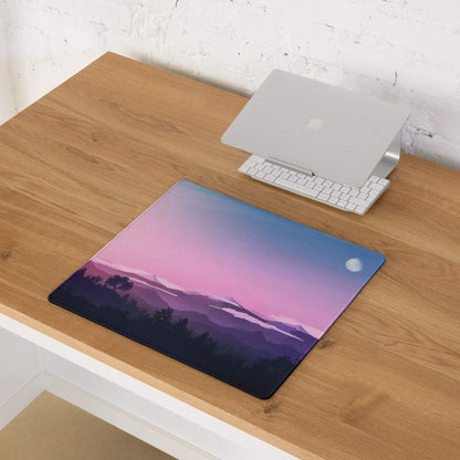 Pastel pink purple sunset mountain large gaming mouse pad