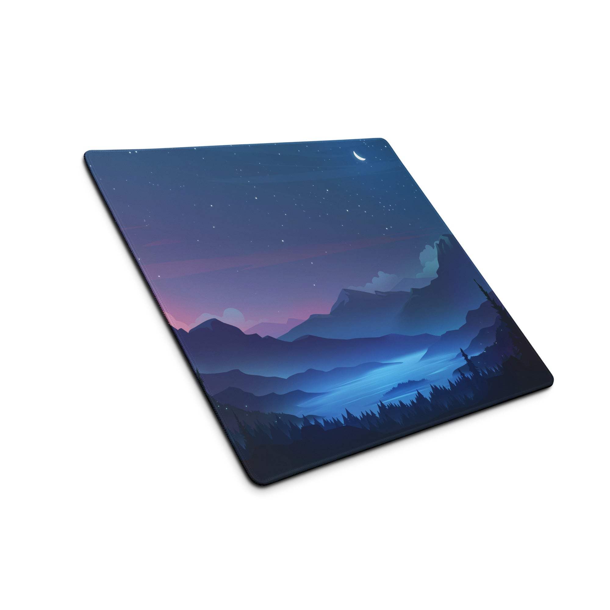 Large night sky mountain gaming mouse pad with non-slip base