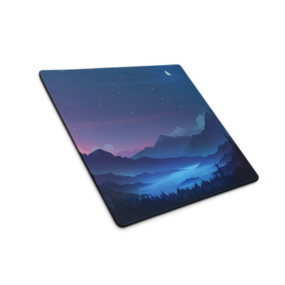 Large night sky mountain gaming mouse pad with non-slip base