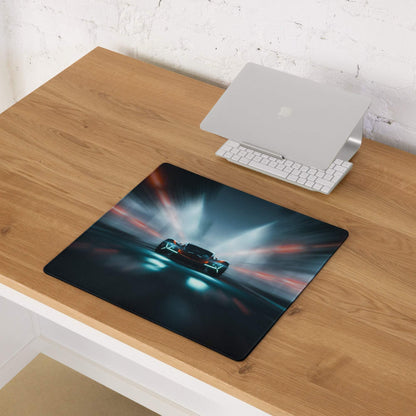 Cyberpunk neon car race large gaming mouse pad with light trails