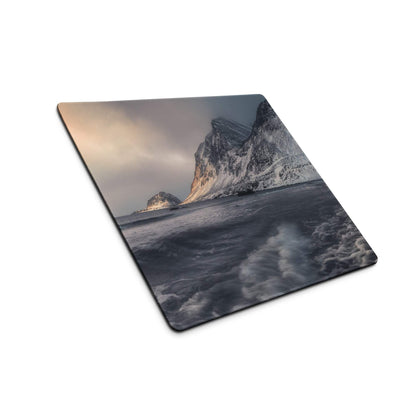 Square arctic snow-capped coastal cliffs ocean gaming mouse pad