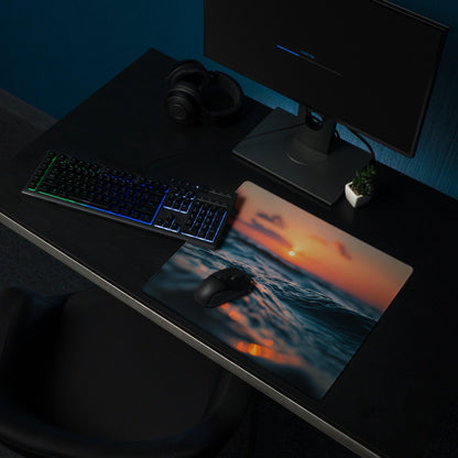 Vibrant ocean sunset blue mood large gaming mouse pad with non-slip base