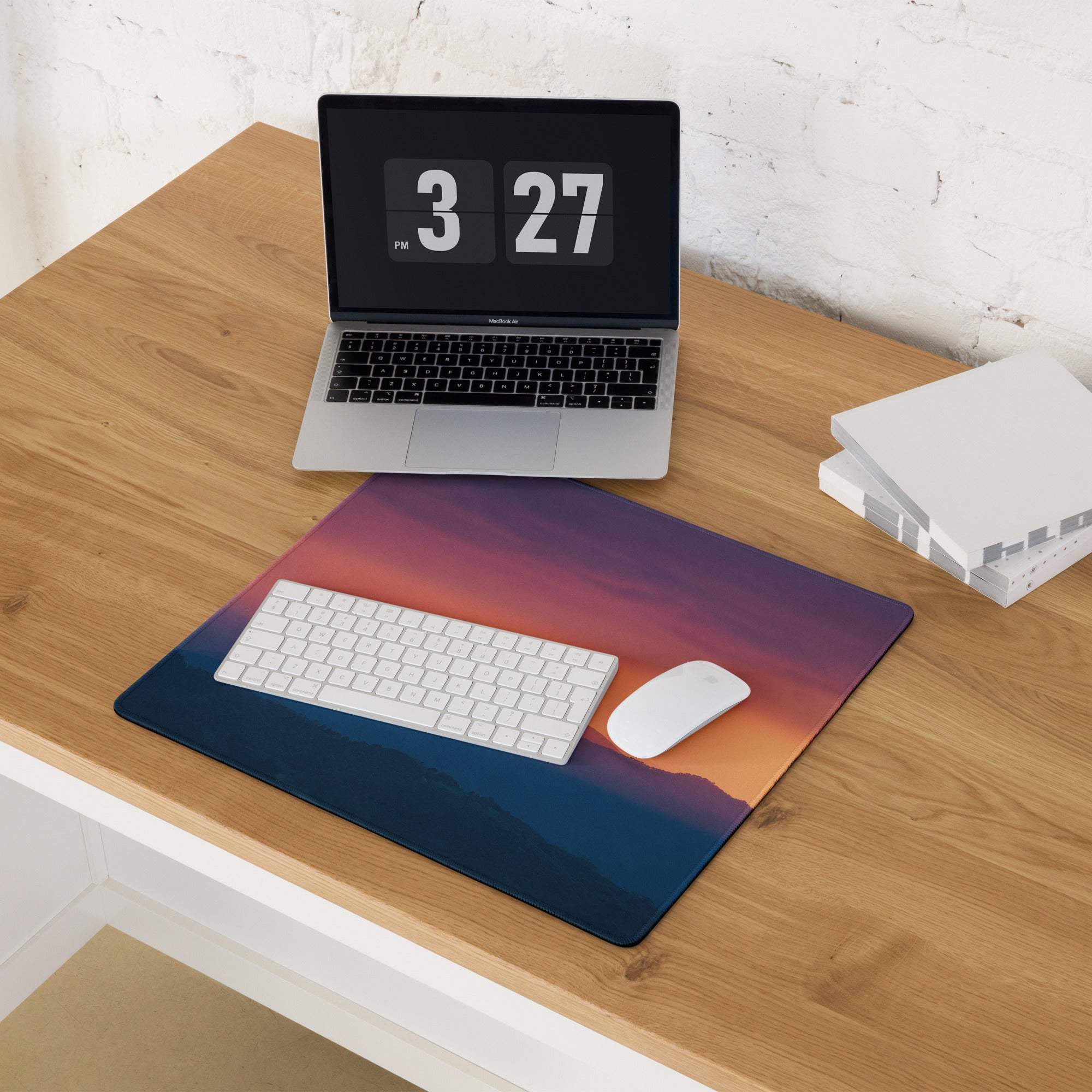 Stylish sunset purple orange gaming mouse pad with gradient design