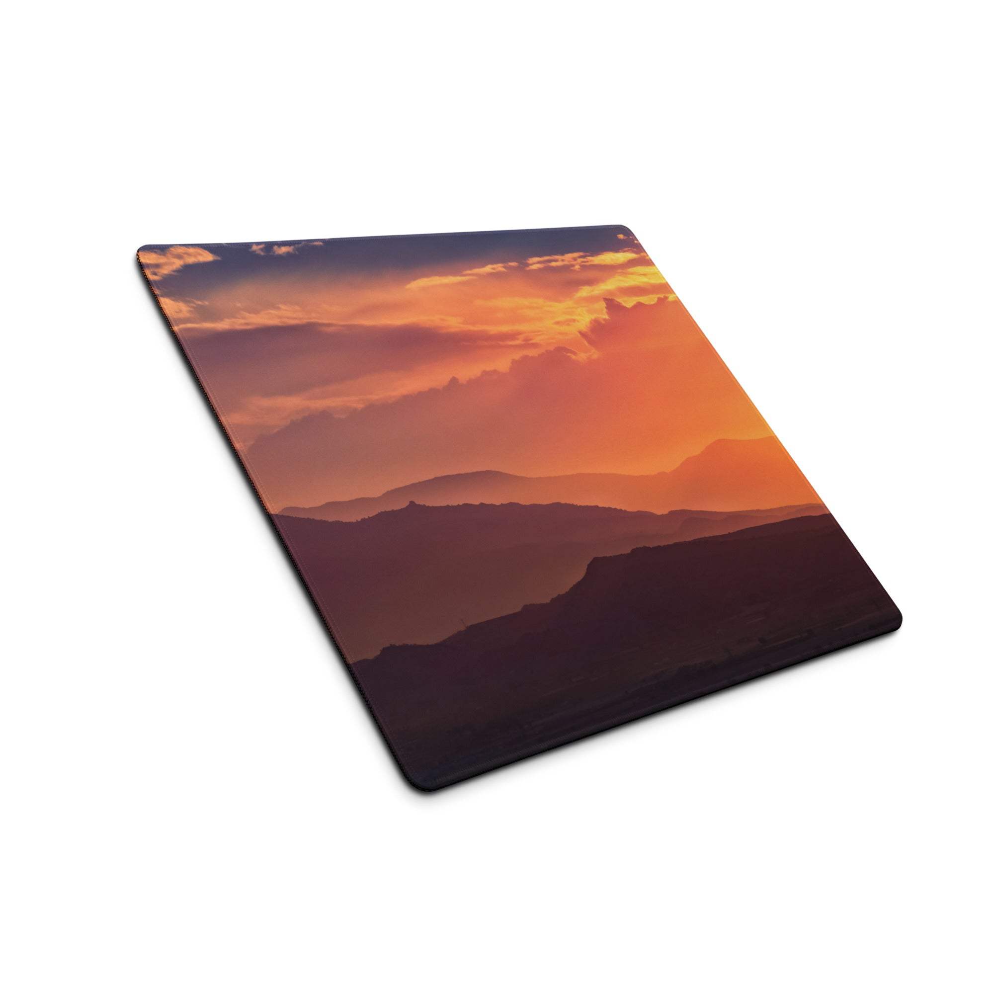 Large sunset mountain gaming mouse pad with non-slip base