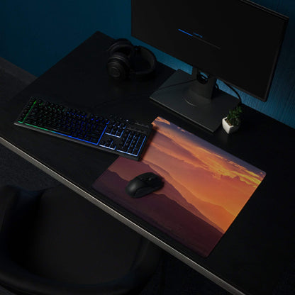 Sunset mountain landscape gaming mouse pad with large size and non-slip base