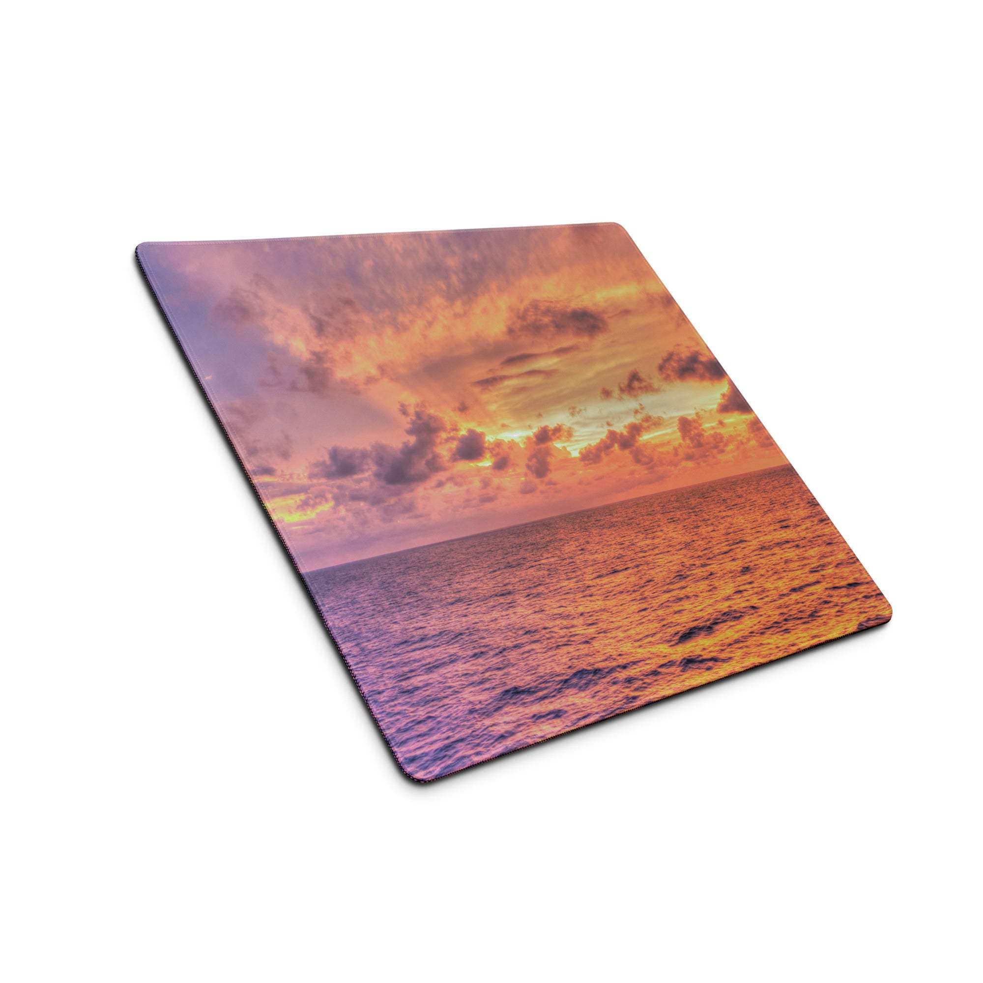 Sunset ocean vibe large gaming mouse pad with vibrant sunset over ocean