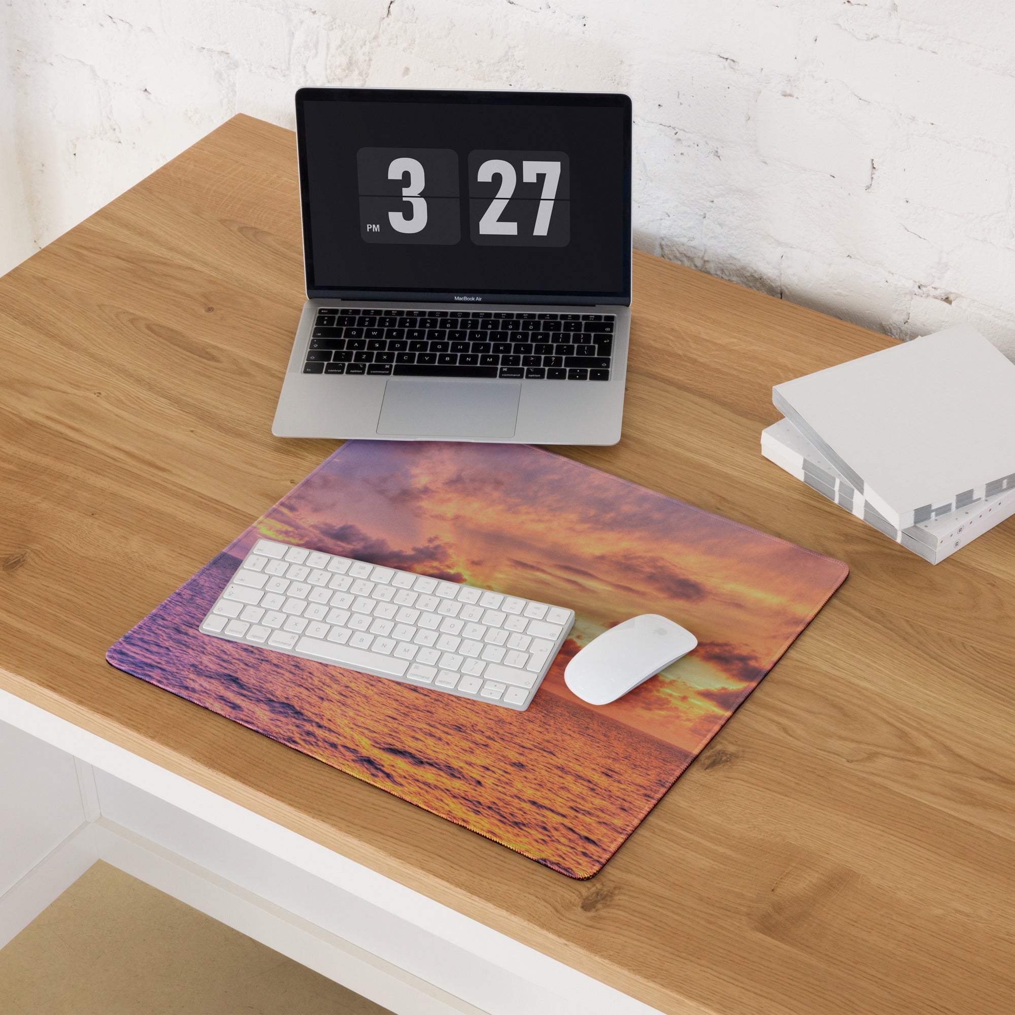 Sunset Ocean Vibe large gaming mouse pad with vibrant sunset design