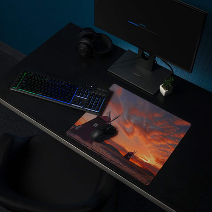 Vibrant sunset windmill gaming mouse pad with dramatic sky