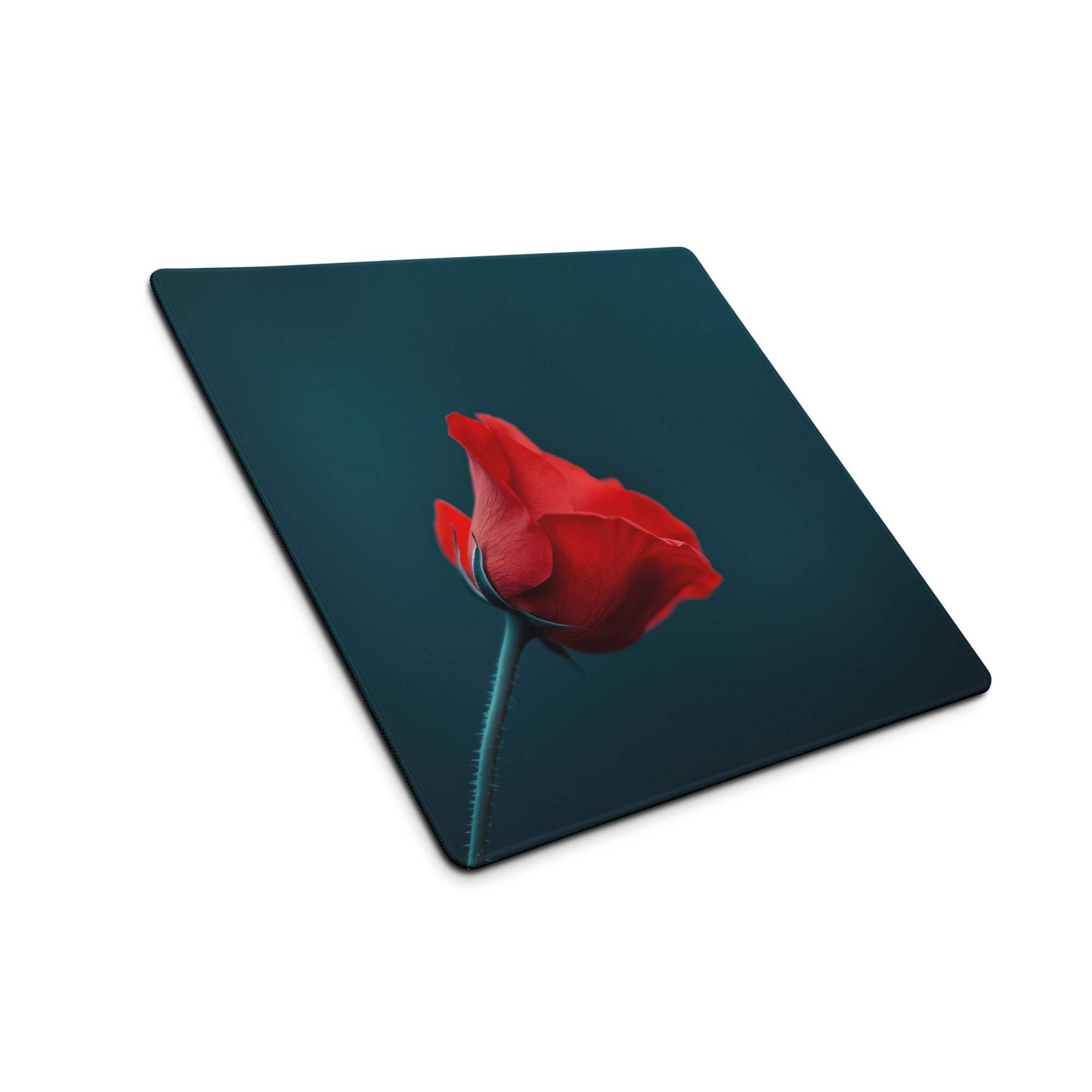 Elegant rose on deep teal cutting board style large gaming mouse pad