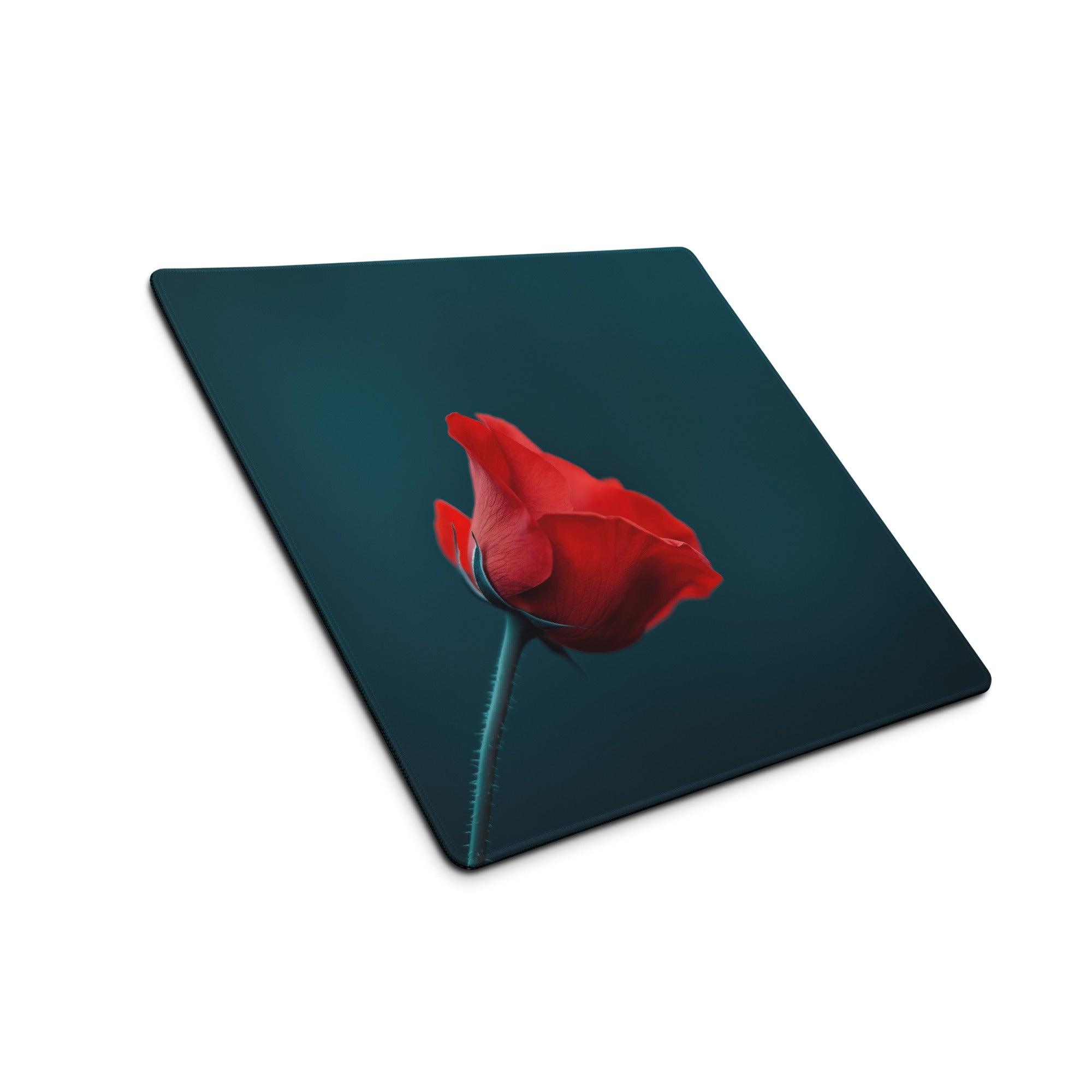 Elegant rose on deep teal cutting board style large gaming mouse pad