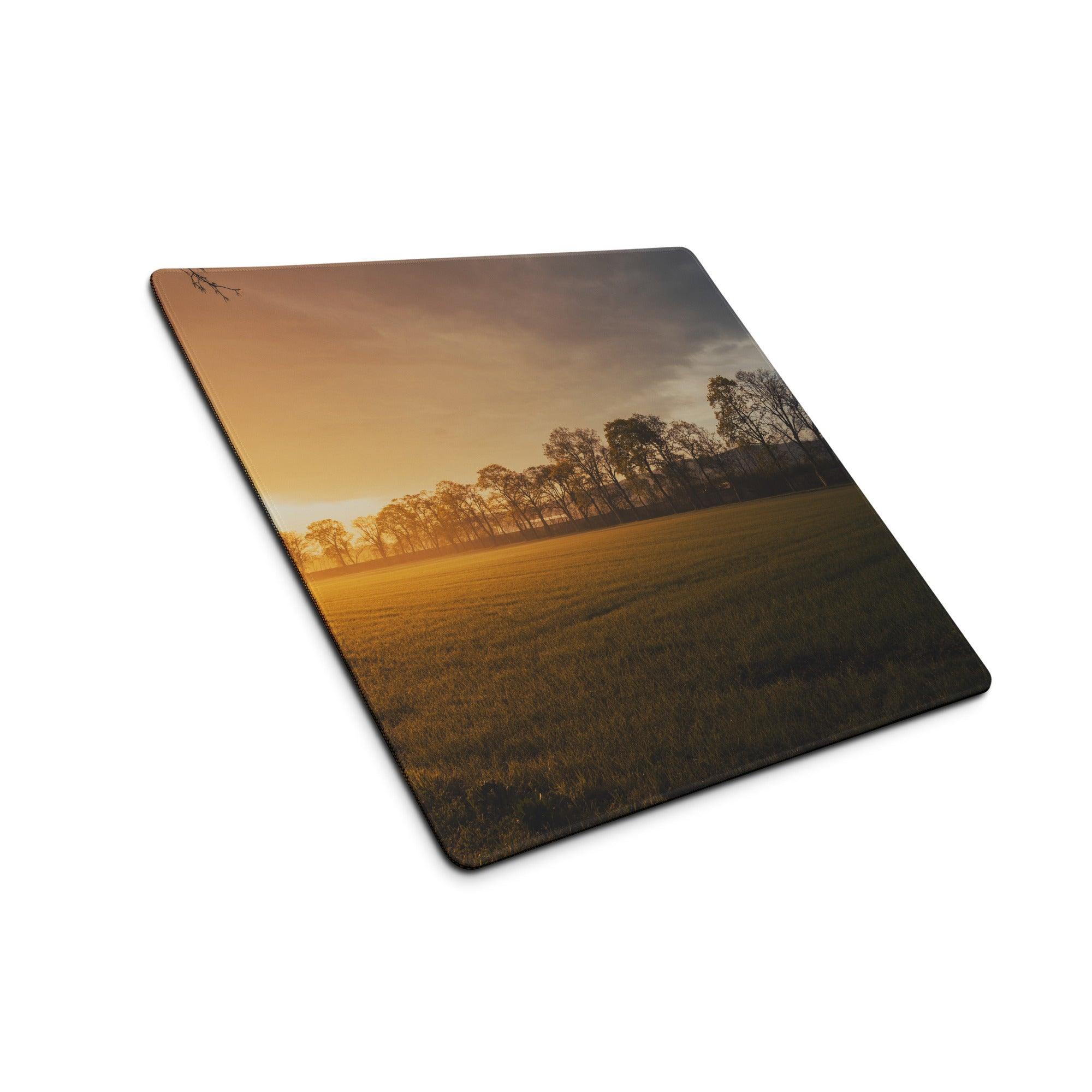 Golden hour sunset landscape square gaming mouse pad with non-slip base