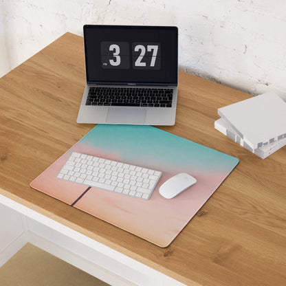 Pastel sunset palm tree gaming mouse pad with pink to teal gradient