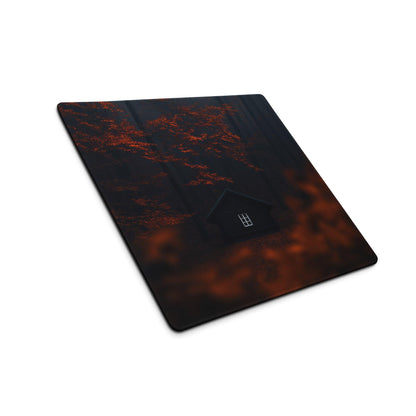 Autumn orange forest cabin large gaming mouse pad with non-slip base
