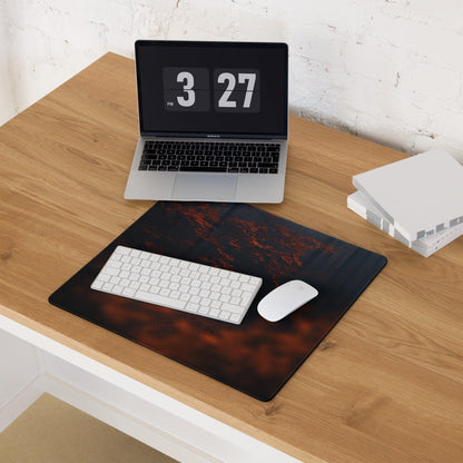 Autumn orange forest cabin scene large gaming mouse pad with fiery design