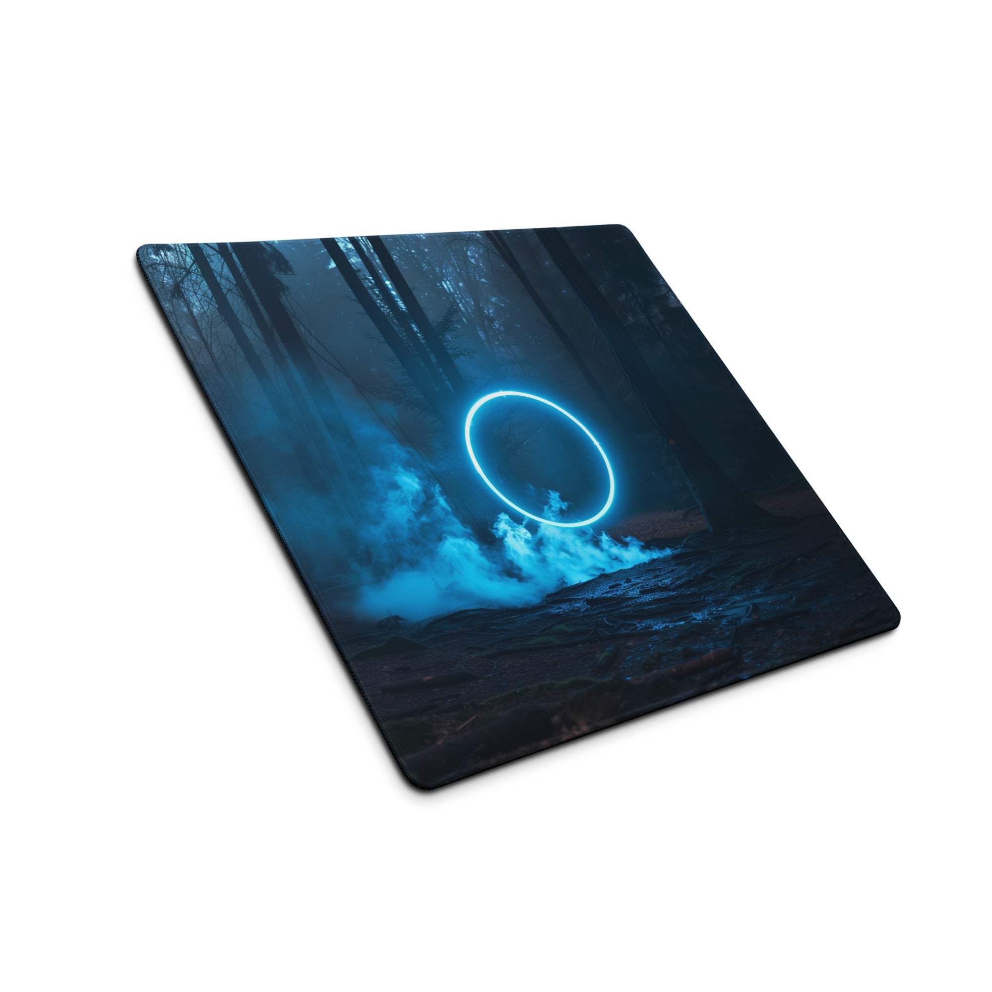Epic blue neon forest gaming mouse pad large size with non-slip base