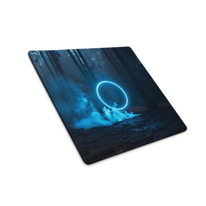 Epic blue neon forest gaming mouse pad large size with non-slip base