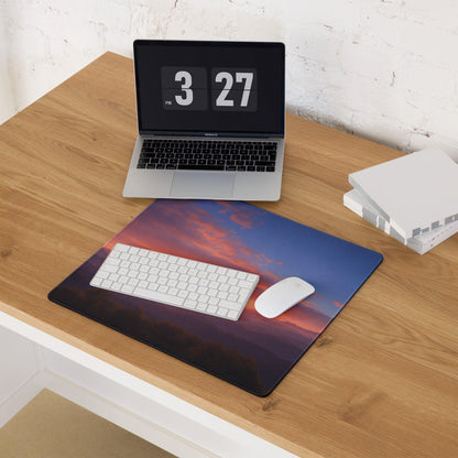 Large sunset mountain range gaming mouse pad with non-slip base