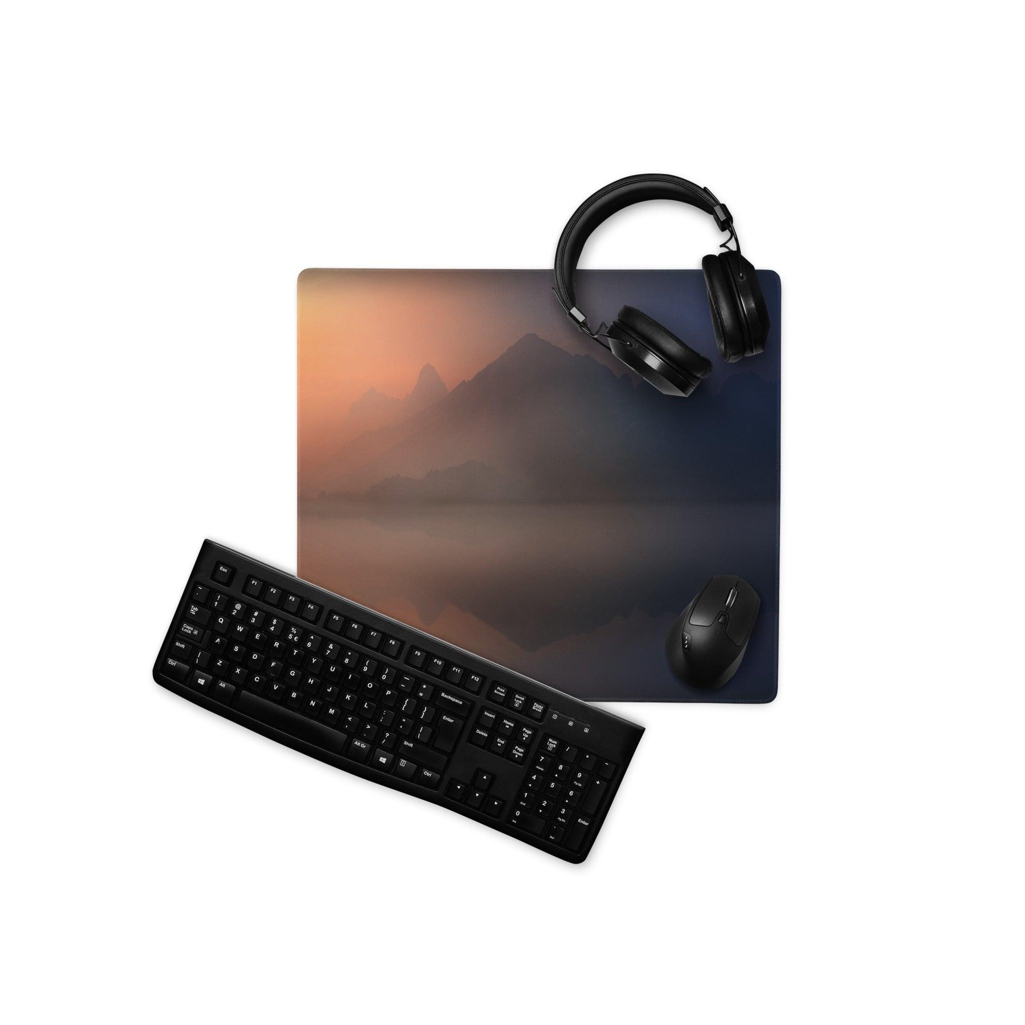 Sunrise mountain landscape large gaming mouse pad with non-slip base